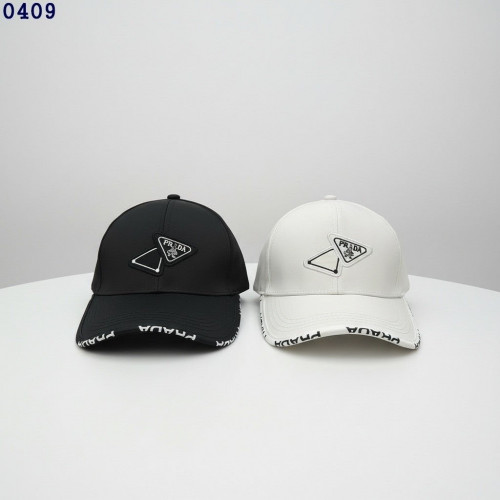 프라다 더블 삼각로고 볼캡 모자