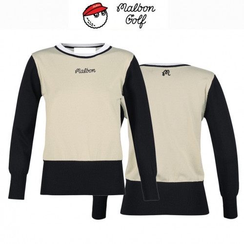 말X 라운드배색 니트긴팔