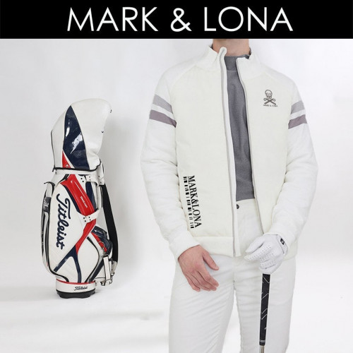 마크 두줄니트배색 패딩