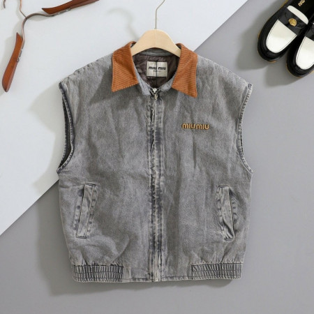 미우미우 [ M*U ] 수입 샴브레이 블루종 베스트