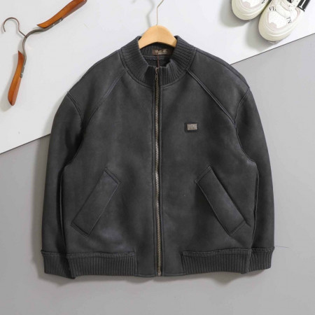 로로피아나 [ LORO ] 은장 로고 레더 봄버 자켓
