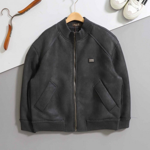 로로피아나 [ LORO ] 은장 로고 레더 봄버 자켓