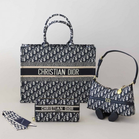 디올 [ D*OR ] 수입 북 도트 미디엄 & 몽테인 미니백 3종 SET -네이비-