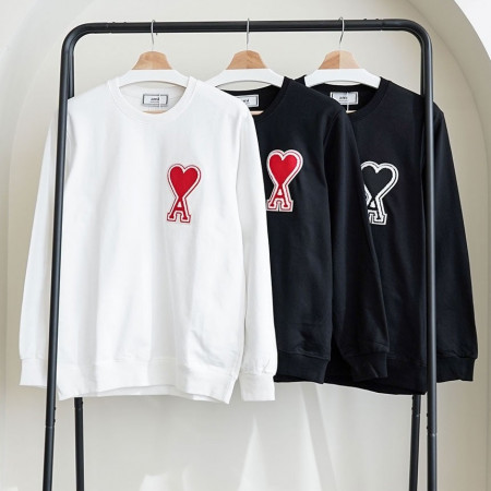 아미 수입 빅하트 로고 패치 크루넥 맨투맨 티셔츠#11999