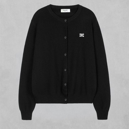 셀린느 트리옹프 자수 로고 라운드넥 니트 가디건#2935