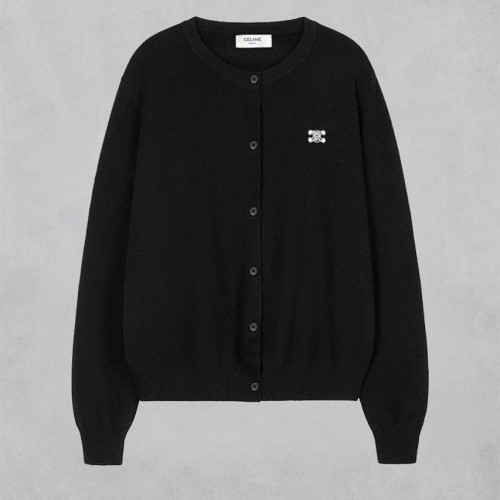 셀린느 트리옹프 자수 로고 라운드넥 니트 가디건#2935