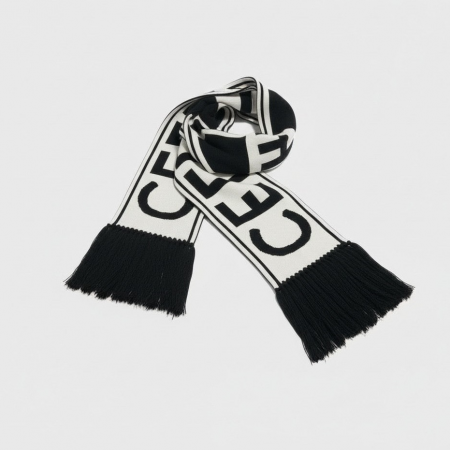 셀린느 블랙&화이트 울 캐시미어 머플러#0406