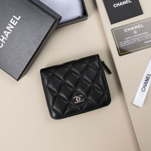 샤넬 은장 로고 똑딱이 지퍼 카드 반지갑 #11584