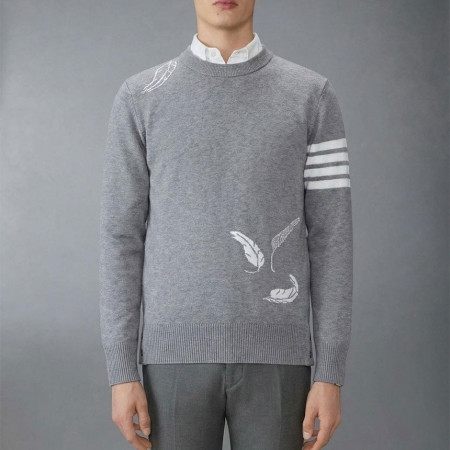 톰브라운 인타르시아 4바 라운드 니트 그레이