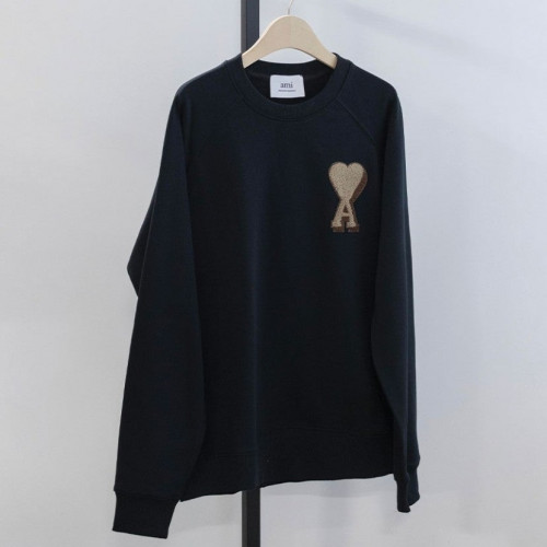 아미 [AMI] 빅 하트 로고 코튼 스웨트셔츠 블랙