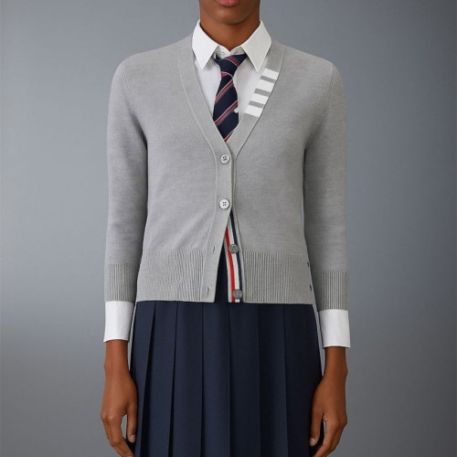 톰브라운 사선 저지 스티치 V넥 가디건 그레이