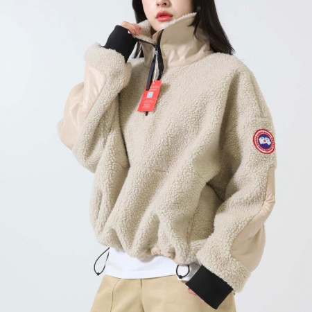캐나다구스 [ Canada G**se ] 수입 베이지 하트 짚업 스웨터