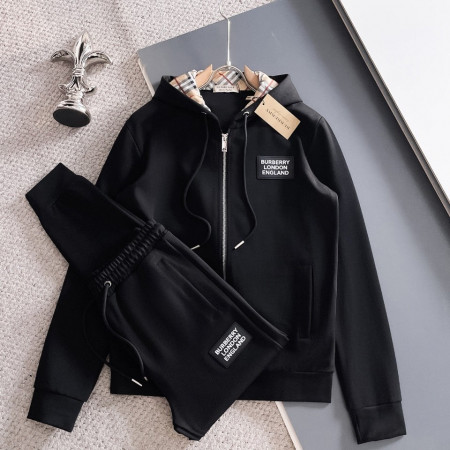 버버리 [BURBERRY] 버버리 후드체크 트리밍 코튼 팬츠 세트