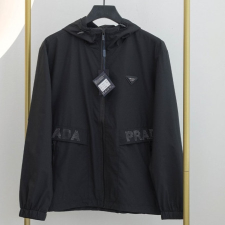 프라다 [PRADA]  남성 삼각로고 스트링 후드 바람막이 #12081