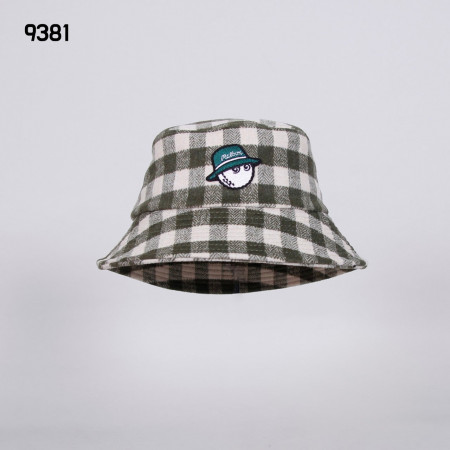 말X 9381 윈터 버킷 체크 벙거지 모자