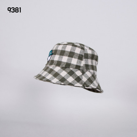 말X 9381 윈터 울 체크 벙거지 모자 버킷햇